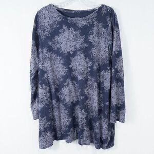 J Jill Pure Jill Printed Super Soft‎ Tunic Womens Large Blue Pima Cotton Modal